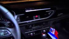 The Audi RS6 interior looks great at night with its white LED lights