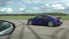Uncut Audi R8 4,2 V8 Exclusive vs BMW M3 Coupe V8 6-speed manual