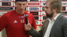 Kaptenen Carl-Johan Svensson efter vinsten mot Surahammar